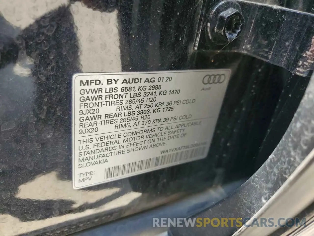 13 Photograph of a damaged car WA1VXAF78LD004185 AUDI Q7 2020