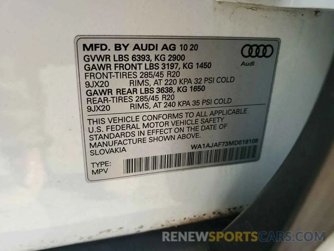 13 Photograph of a damaged car WA1AJAF73MD018108 AUDI Q7 2021