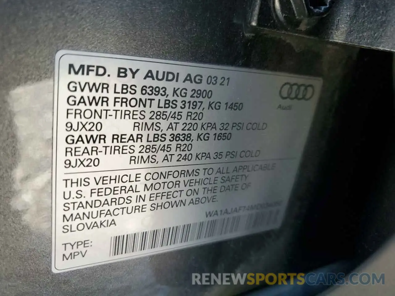 13 Фотография поврежденного автомобиля WA1AJAF74MD034060 AUDI Q7 2021