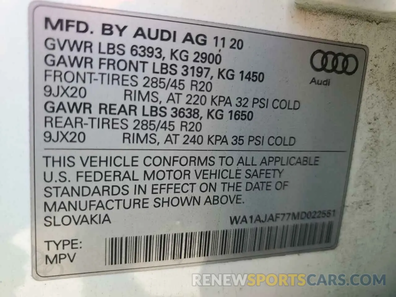 13 Фотография поврежденного автомобиля WA1AJAF77MD022551 AUDI Q7 2021