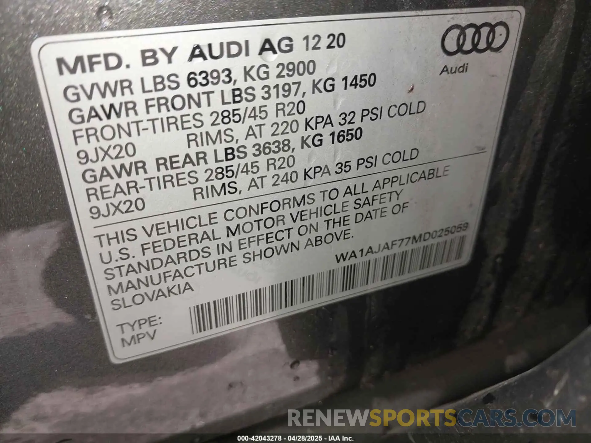 9 Photograph of a damaged car WA1AJAF77MD025059 AUDI Q7 2021