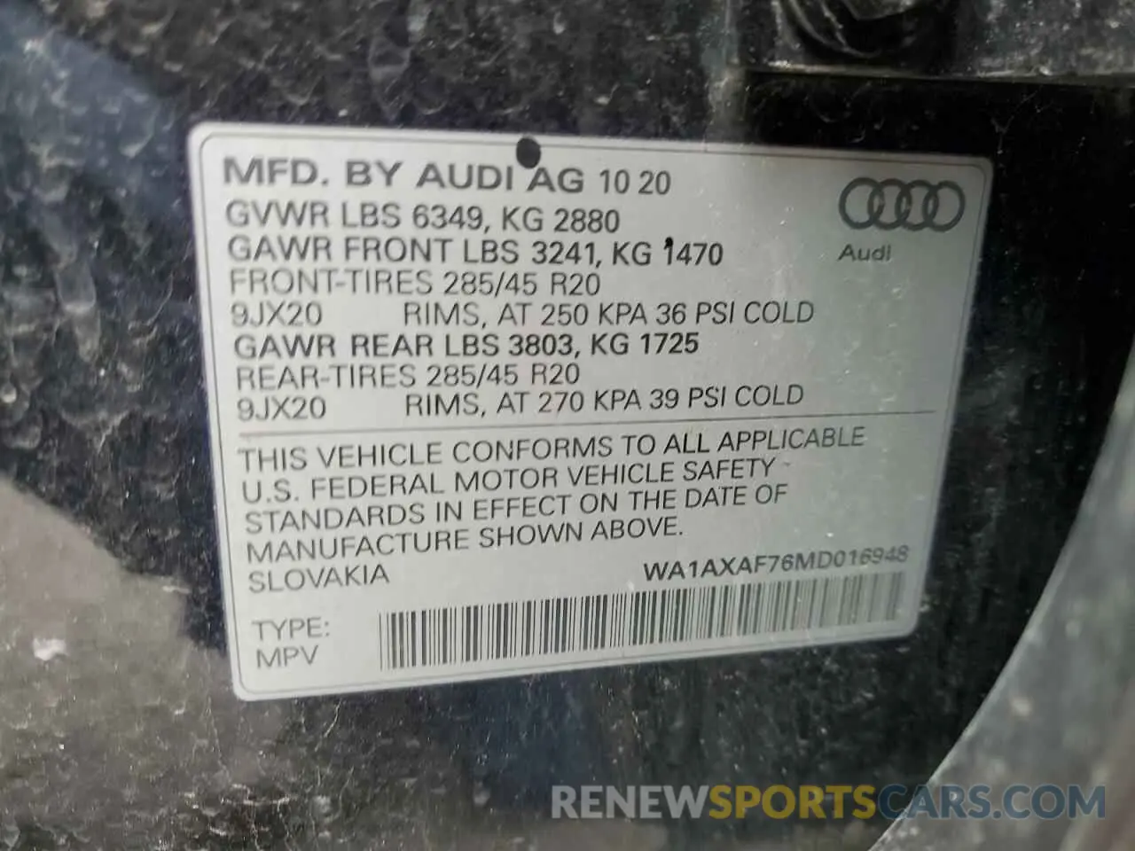 13 Photograph of a damaged car WA1AXAF76MD016948 AUDI Q7 2021