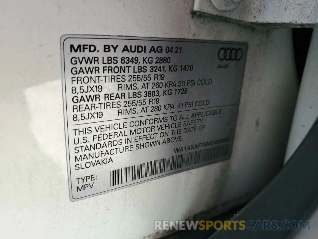 13 Фотография поврежденного автомобиля WA1AXAF76MD036598 AUDI Q7 2021