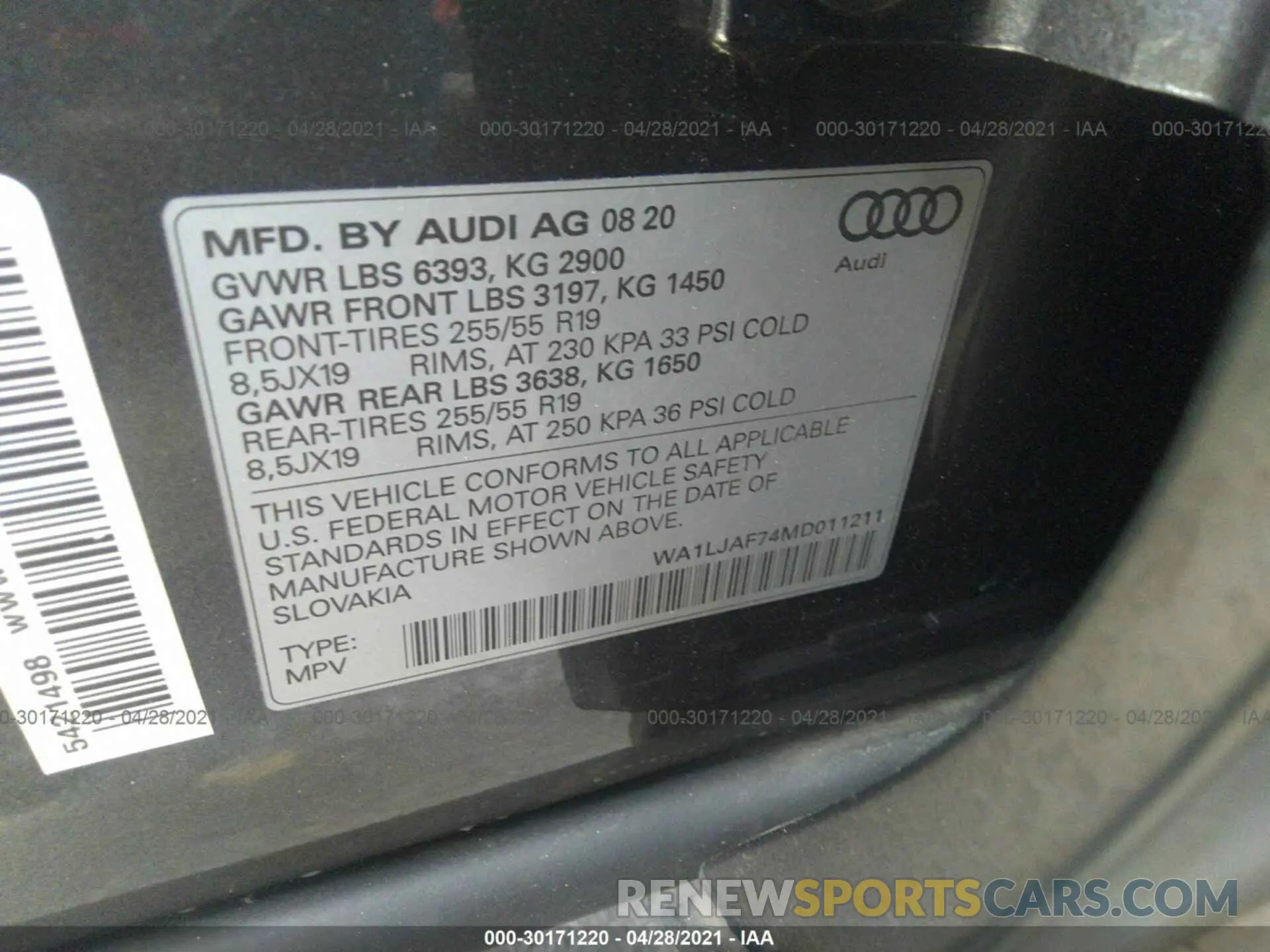 9 Photograph of a damaged car WA1LJAF74MD011211 AUDI Q7 2021
