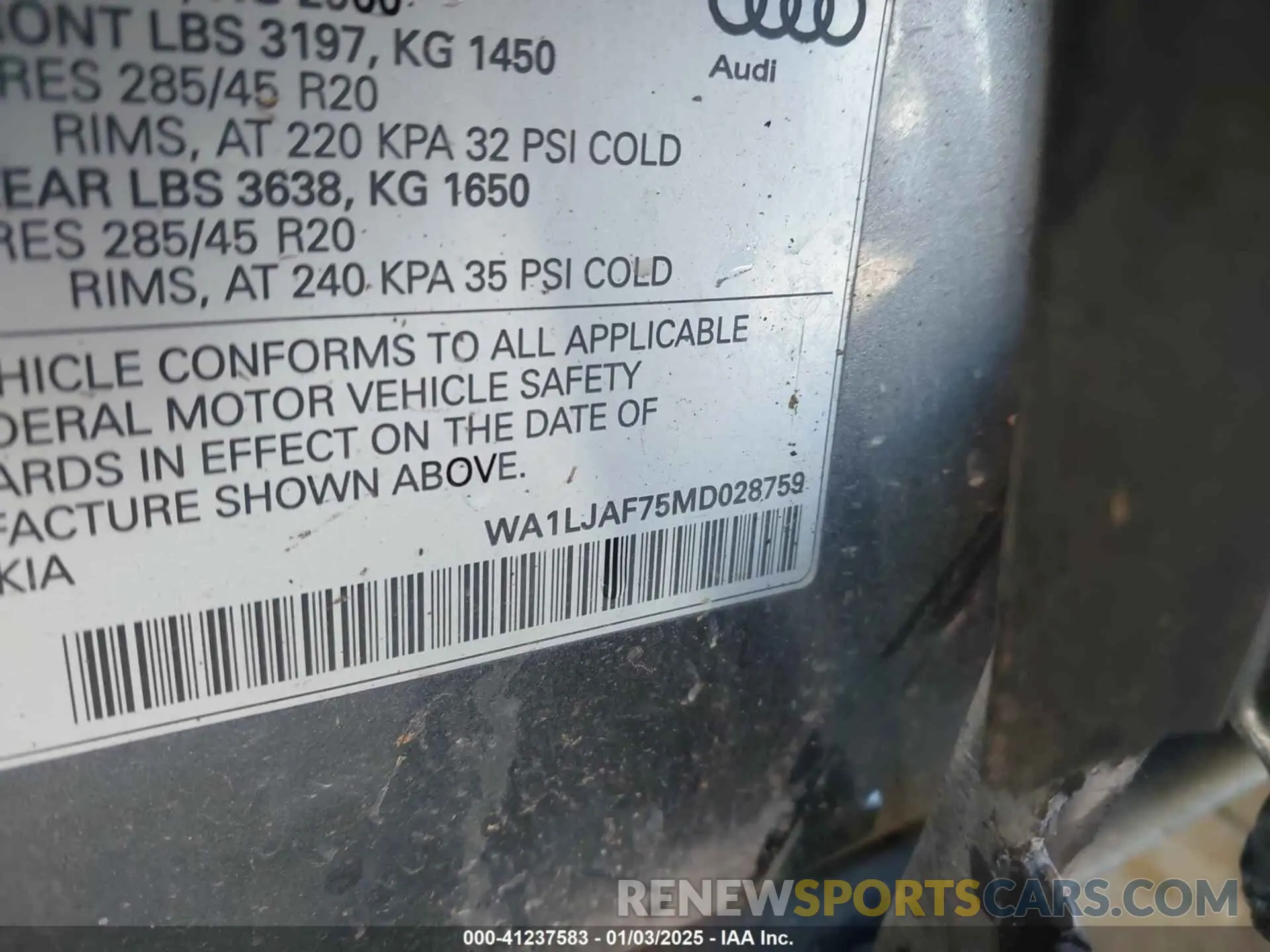 9 Фотография поврежденного автомобиля WA1LJAF75MD028759 AUDI Q7 2021