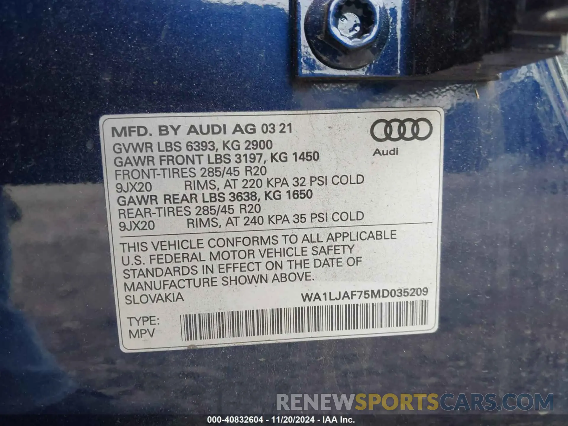 9 Фотография поврежденного автомобиля WA1LJAF75MD035209 AUDI Q7 2021