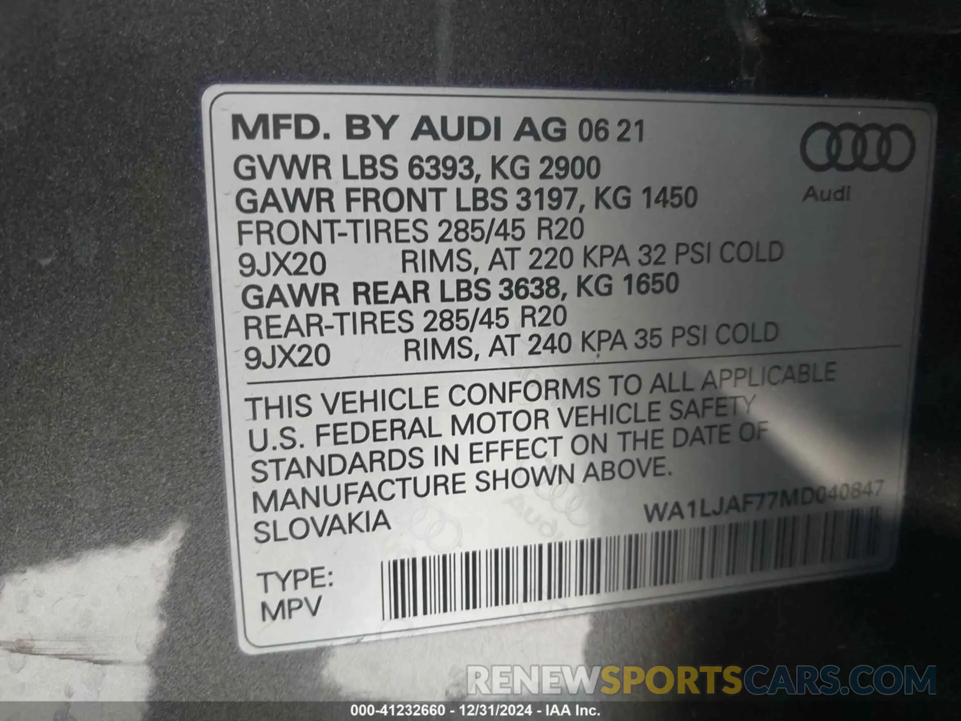 9 Photograph of a damaged car WA1LJAF77MD040847 AUDI Q7 2021