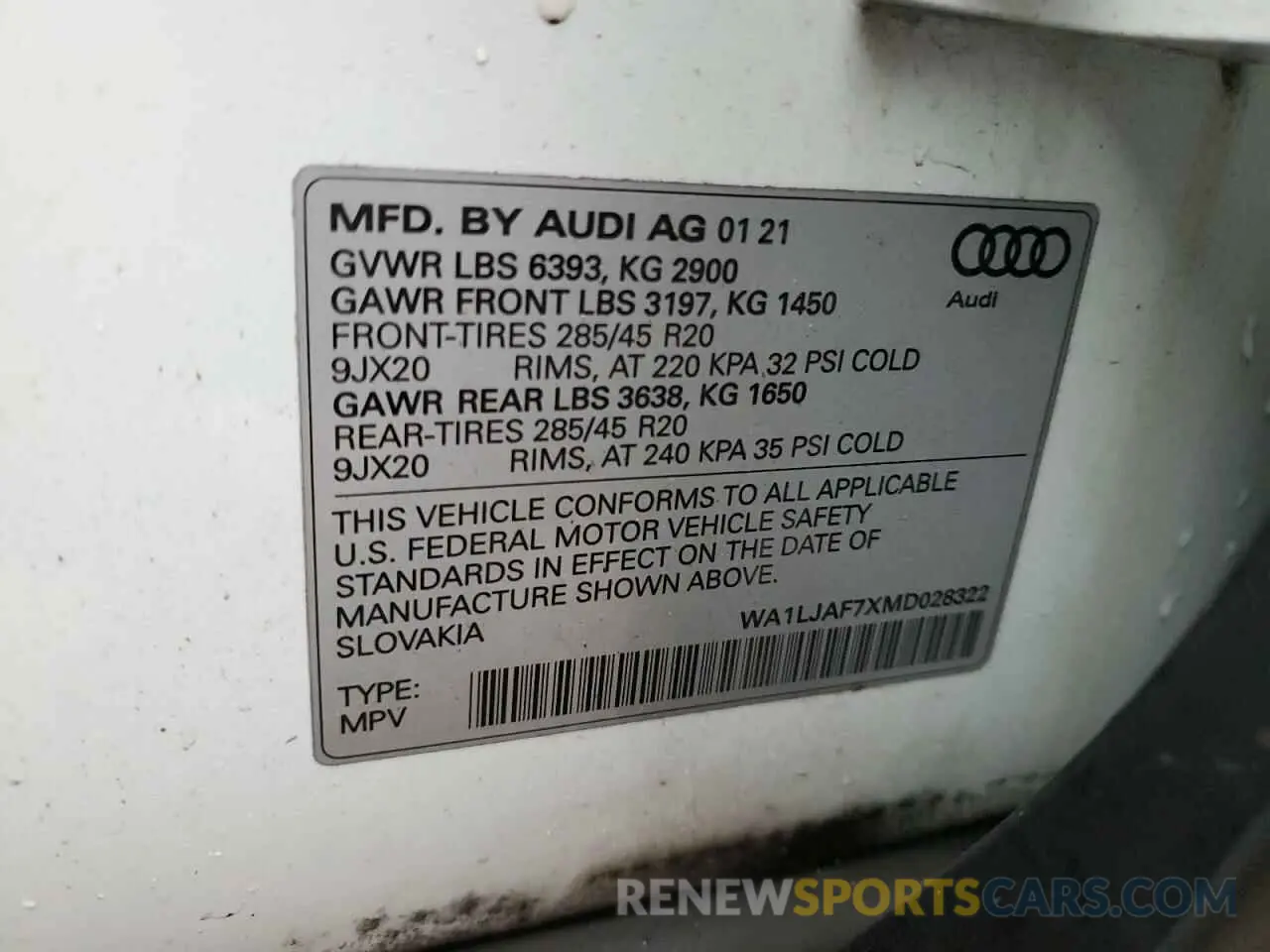 14 Photograph of a damaged car WA1LJAF7XMD028322 AUDI Q7 2021
