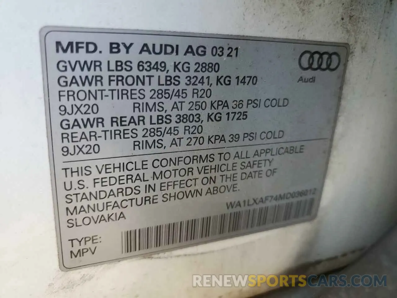 13 Фотография поврежденного автомобиля WA1LXAF74MD036012 AUDI Q7 2021