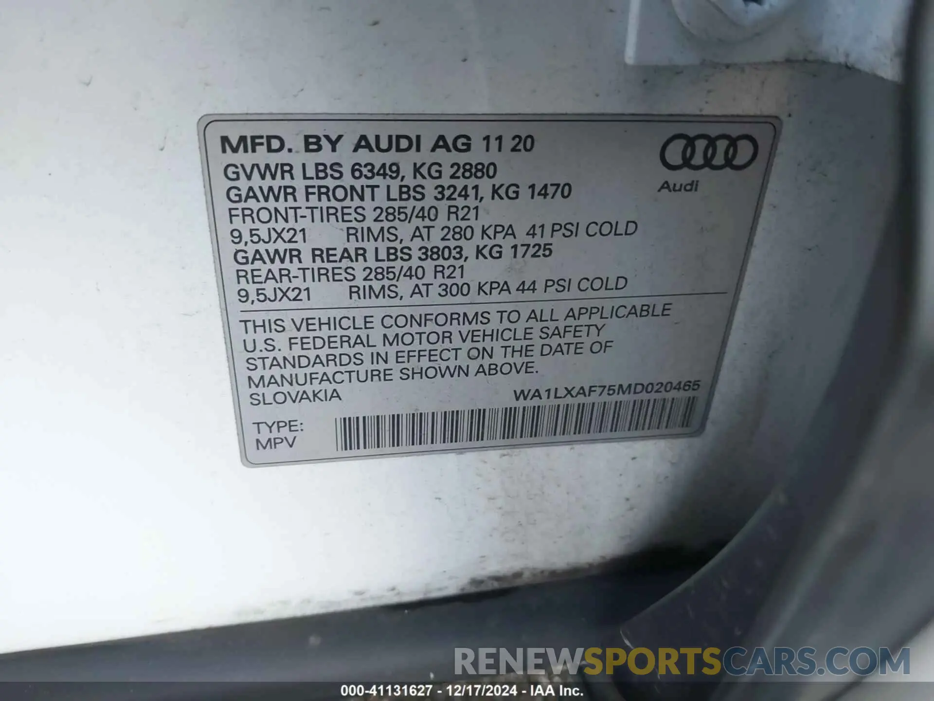 9 Фотография поврежденного автомобиля WA1LXAF75MD020465 AUDI Q7 2021