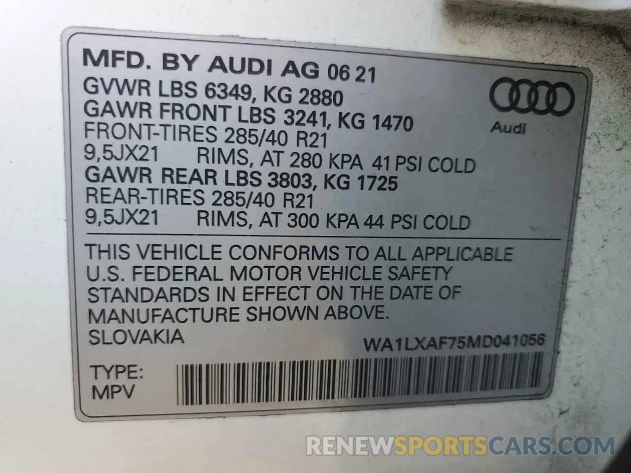 13 Photograph of a damaged car WA1LXAF75MD041056 AUDI Q7 2021