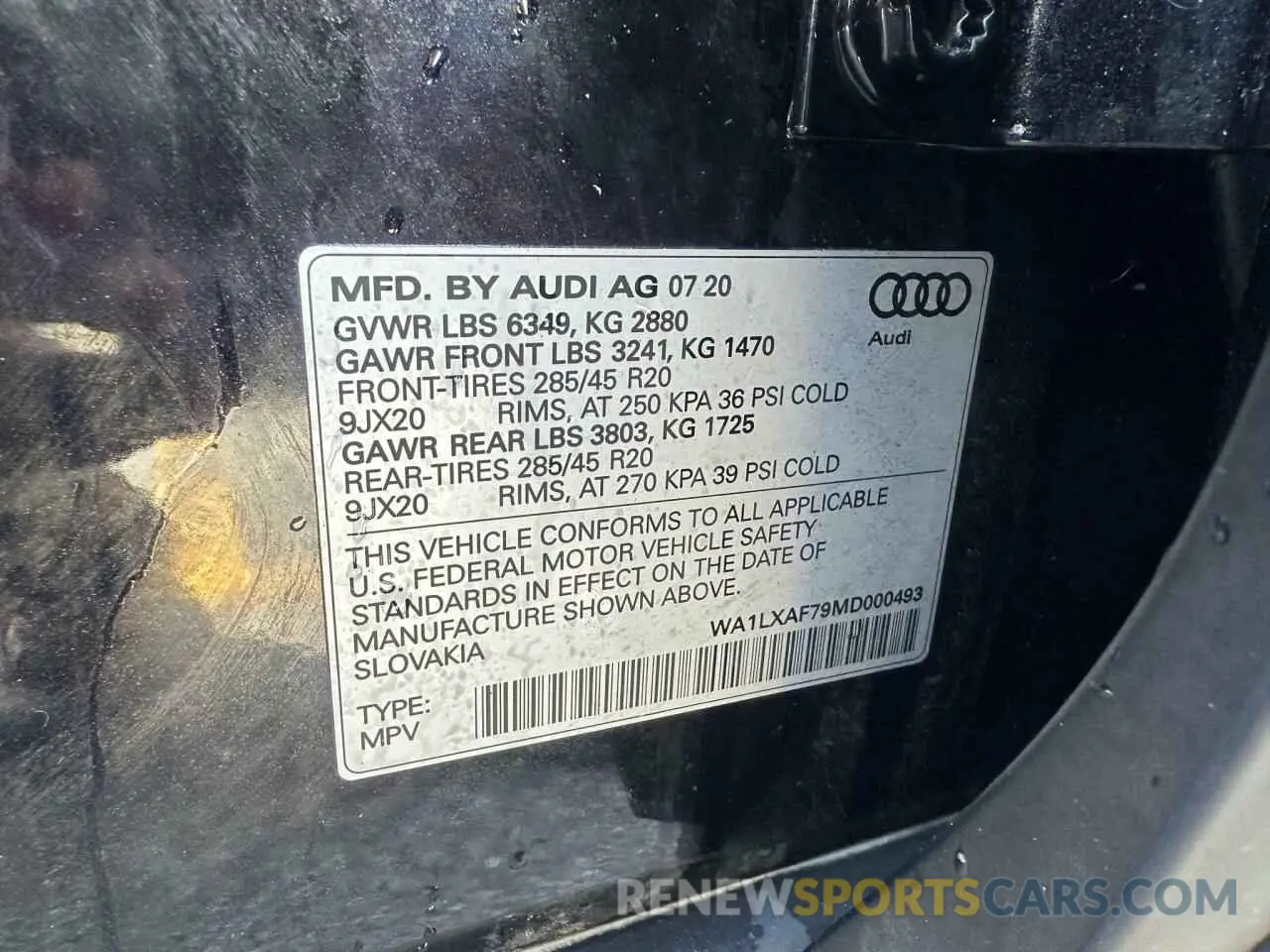 10 Фотография поврежденного автомобиля WA1LXAF79MD000493 AUDI Q7 2021