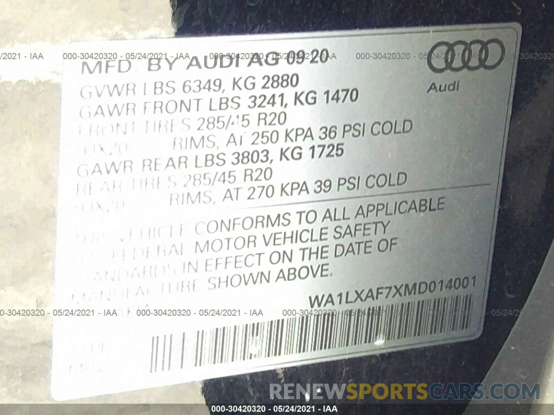 9 Photograph of a damaged car WA1LXAF7XMD014001 AUDI Q7 2021