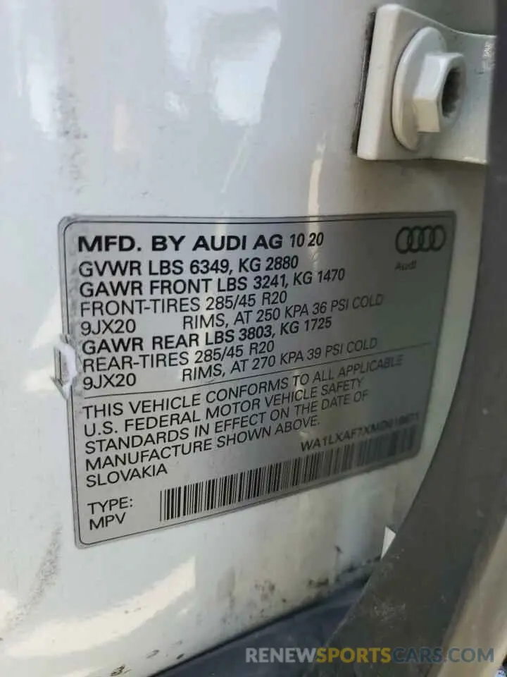 15 Фотография поврежденного автомобиля WA1LXAF7XMD016671 AUDI Q7 2021