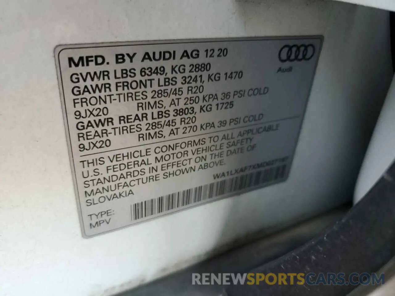 13 Фотография поврежденного автомобиля WA1LXAF7XMD027167 AUDI Q7 2021
