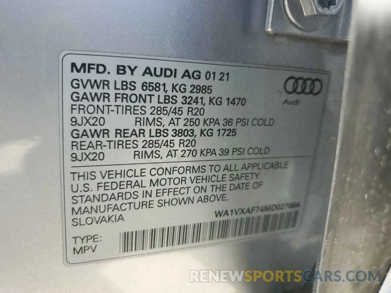13 Фотография поврежденного автомобиля WA1VXAF74MD027884 AUDI Q7 2021
