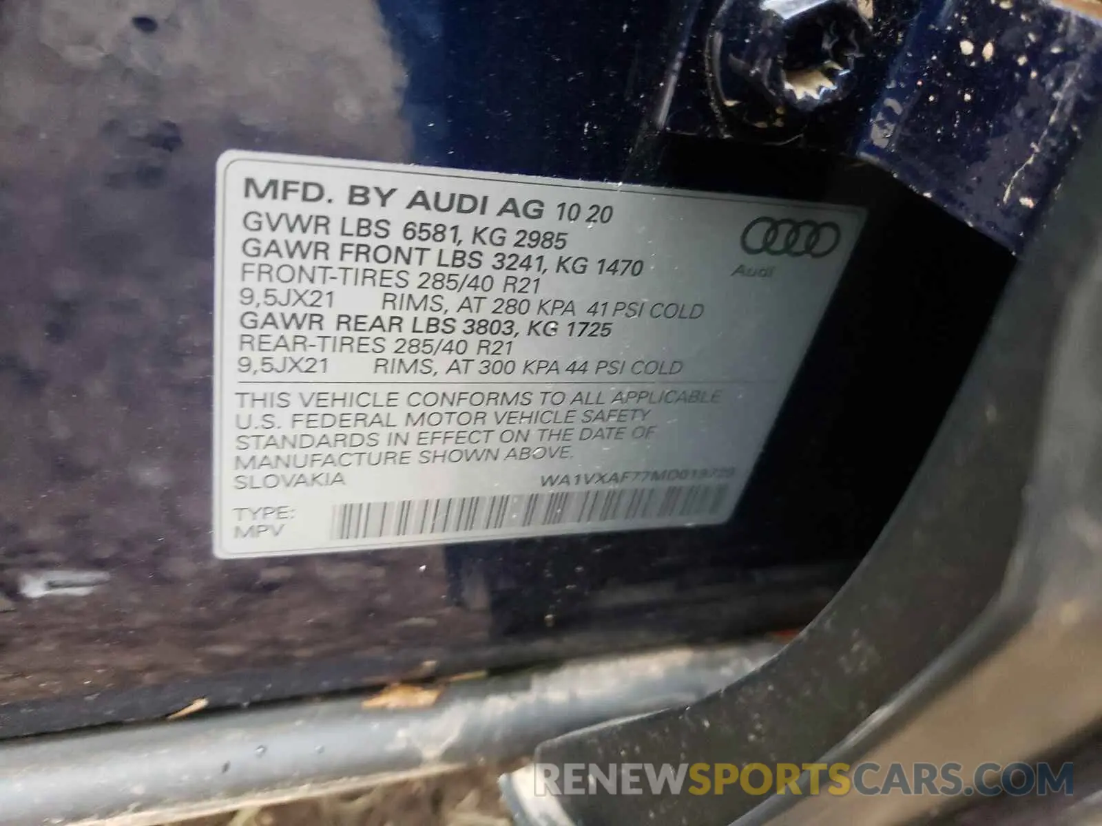 10 Photograph of a damaged car WA1VXAF77MD019729 AUDI Q7 2021