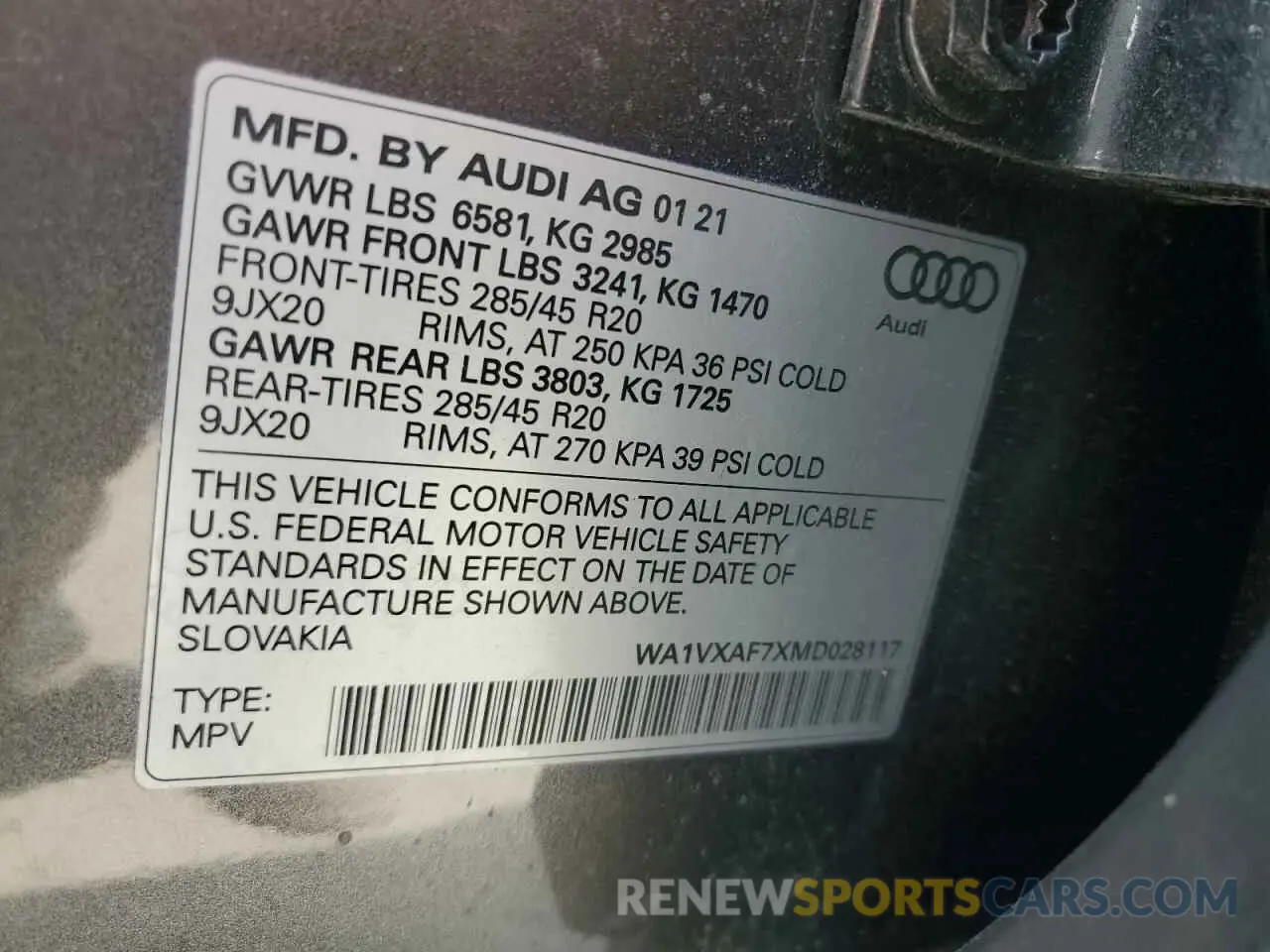 14 Фотография поврежденного автомобиля WA1VXAF7XMD028117 AUDI Q7 2021