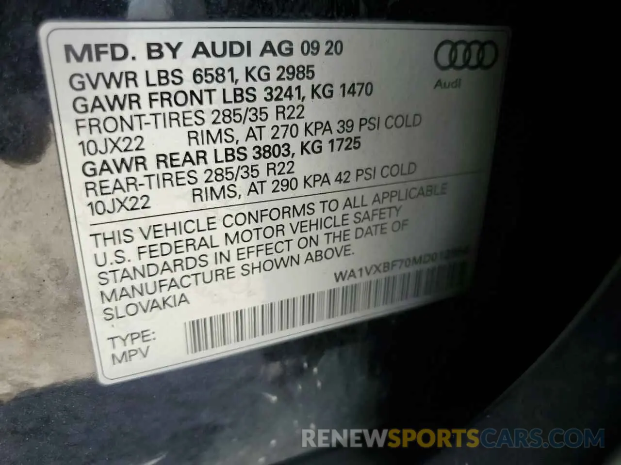 12 Фотография поврежденного автомобиля WA1VXBF70MD012854 AUDI Q7 2021