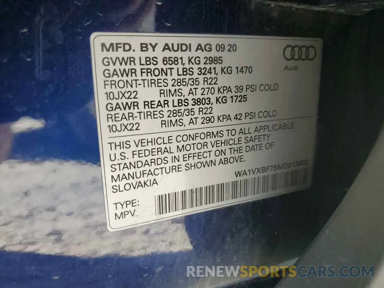 14 Photograph of a damaged car WA1VXBF75MD013403 AUDI Q7 2021