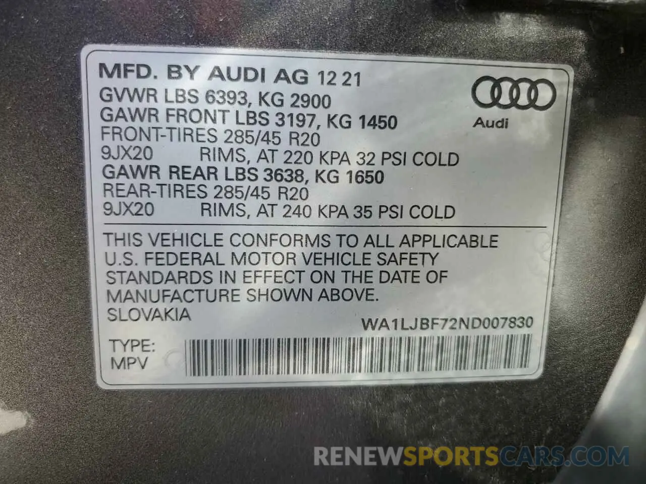 13 Photograph of a damaged car WA1LJBF72ND007830 AUDI Q7 2022