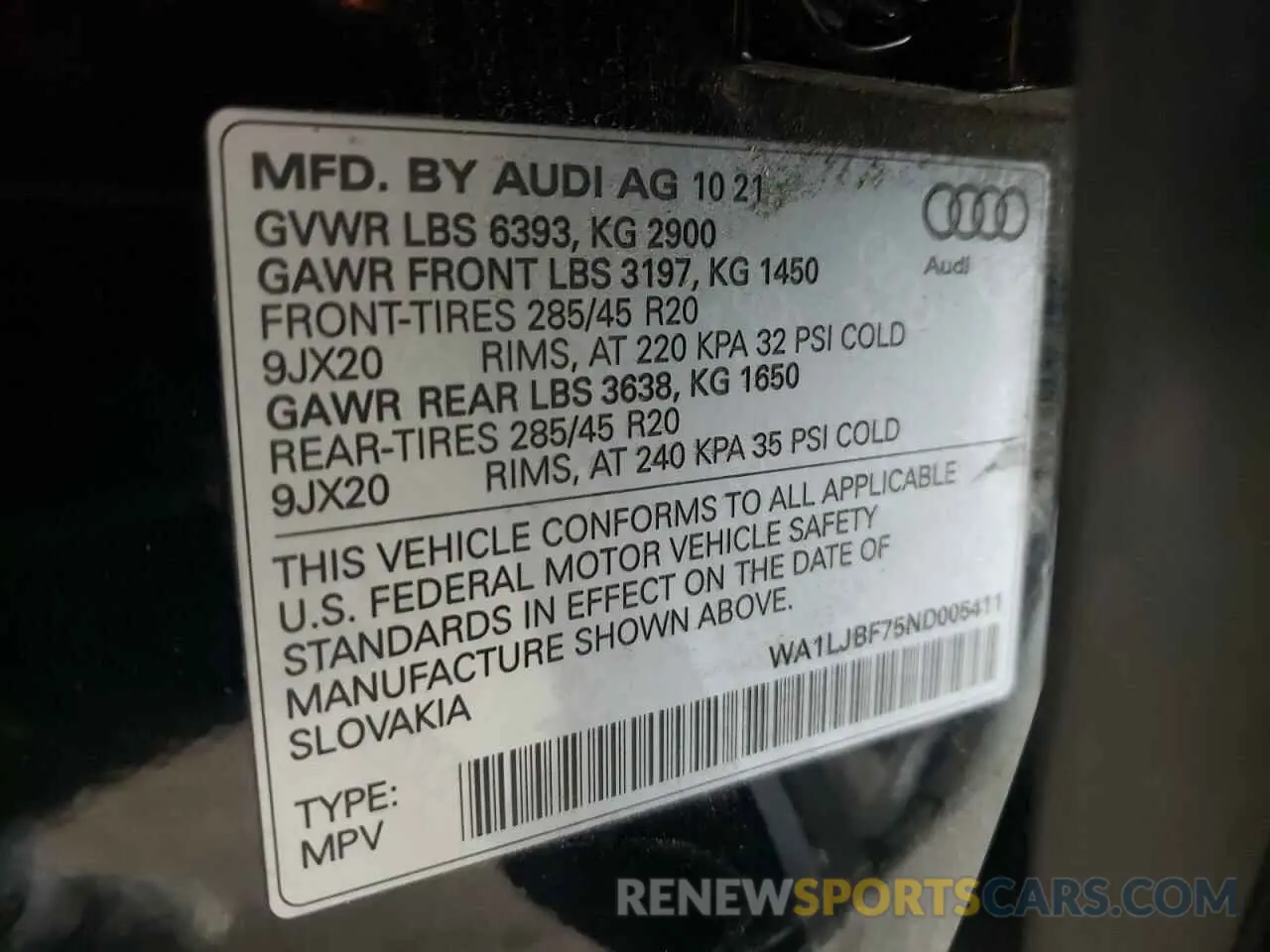 14 Фотография поврежденного автомобиля WA1LJBF75ND005411 AUDI Q7 2022