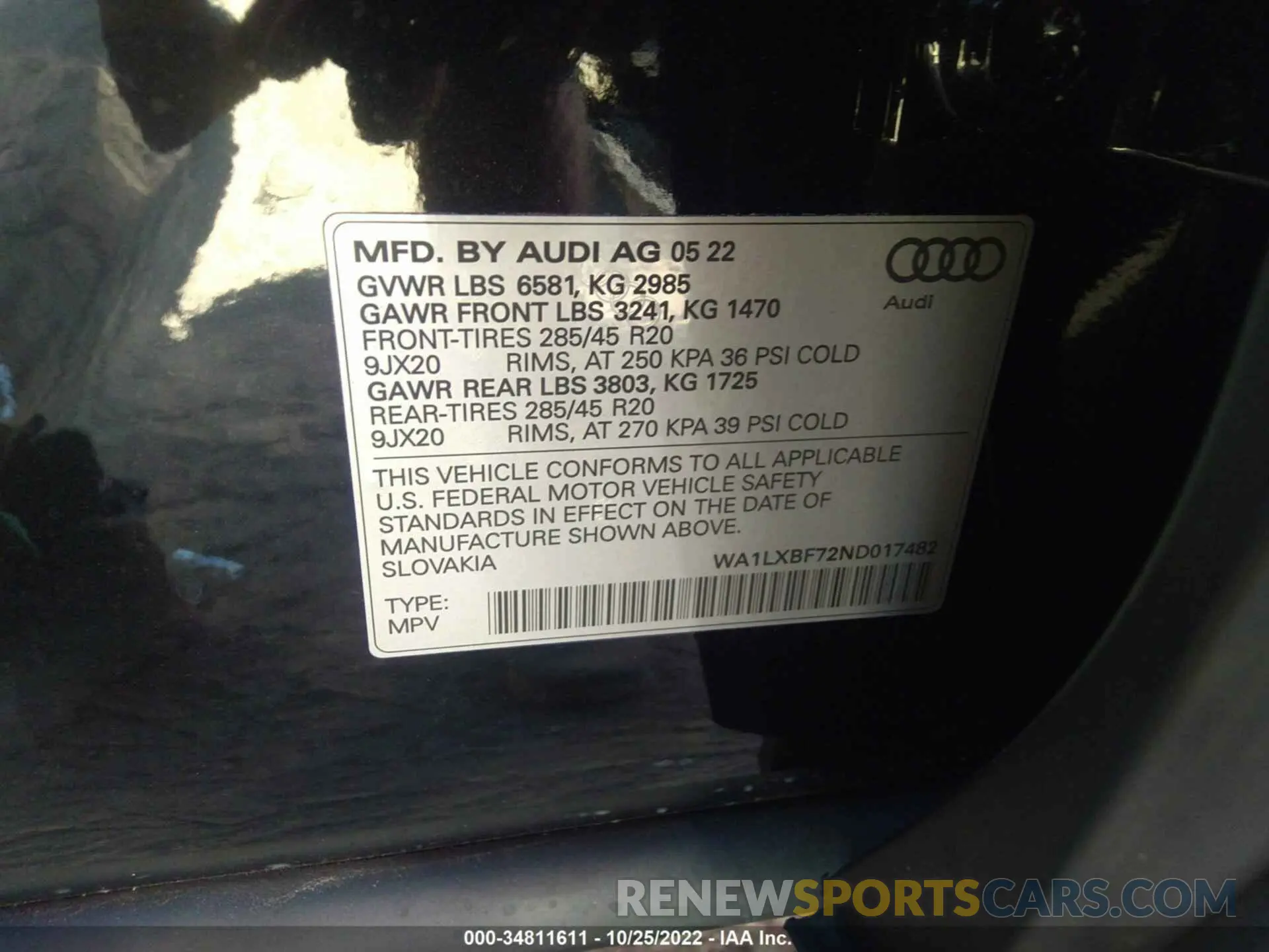 9 Фотография поврежденного автомобиля WA1LXBF72ND017482 AUDI Q7 2022