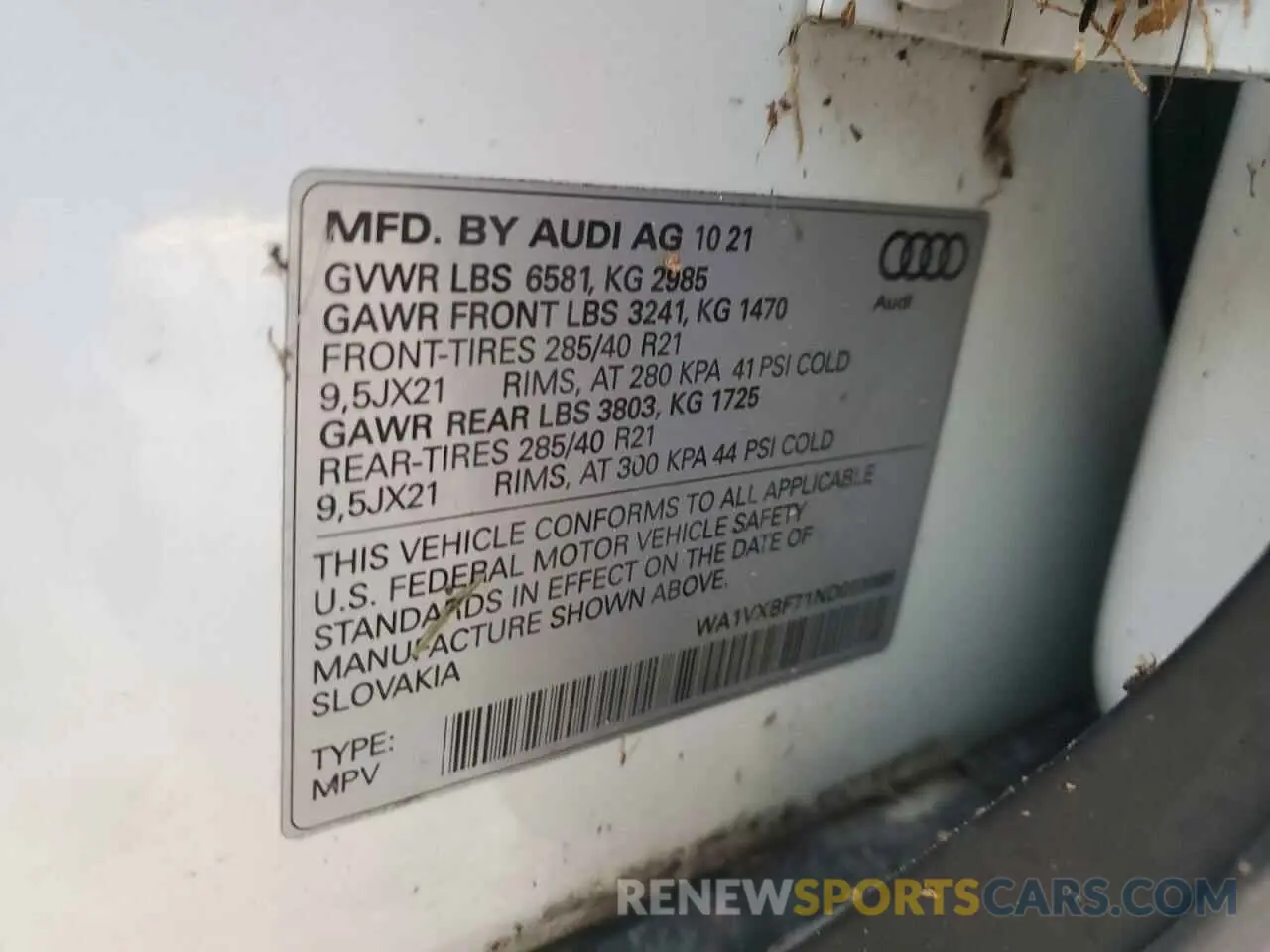14 Photograph of a damaged car WA1VXBF71ND003968 AUDI Q7 2022