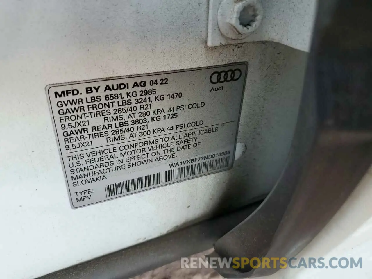 13 Photograph of a damaged car WA1VXBF73ND014986 AUDI Q7 2022