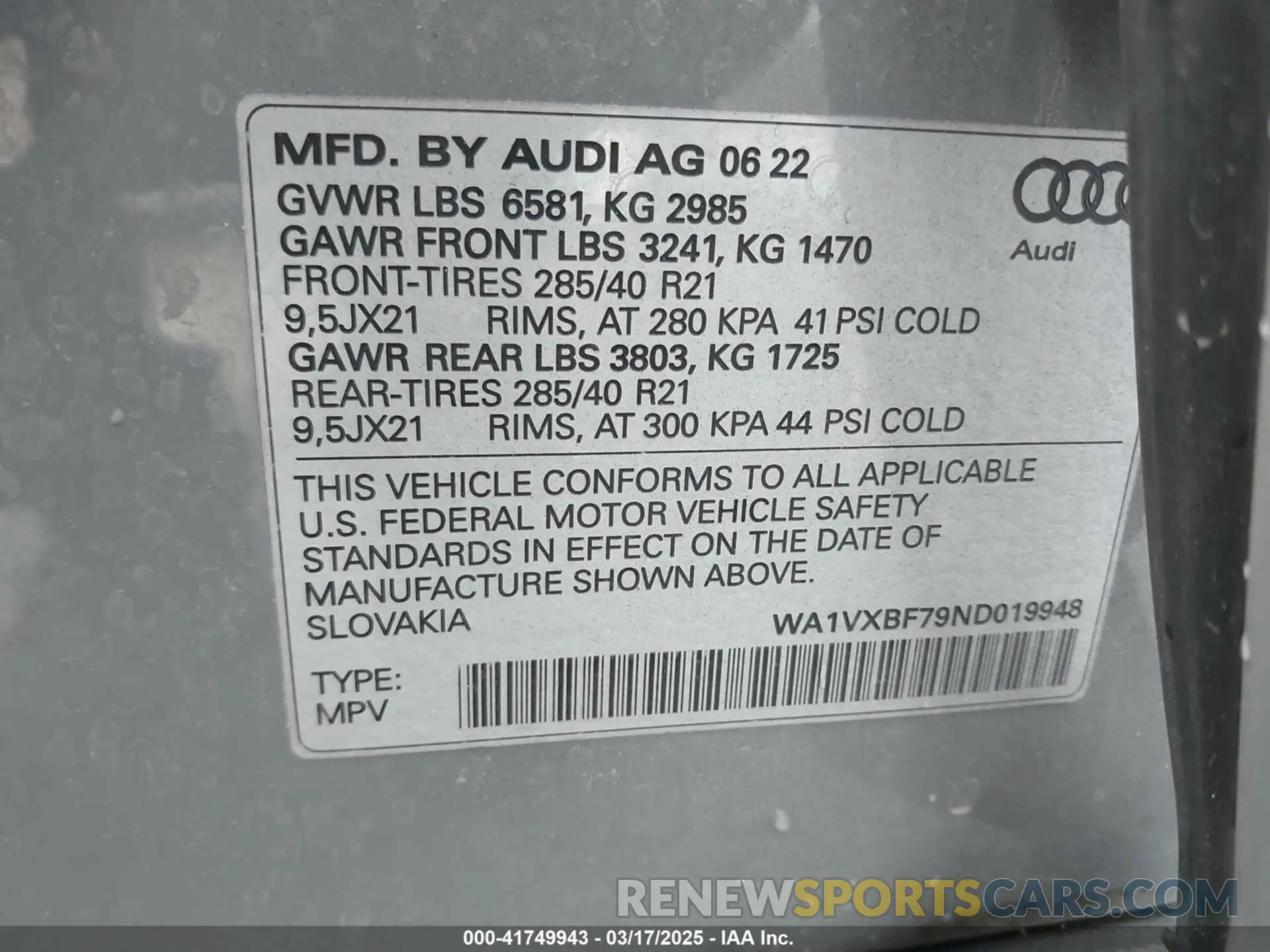9 Фотография поврежденного автомобиля WA1VXBF79ND019948 AUDI Q7 2022