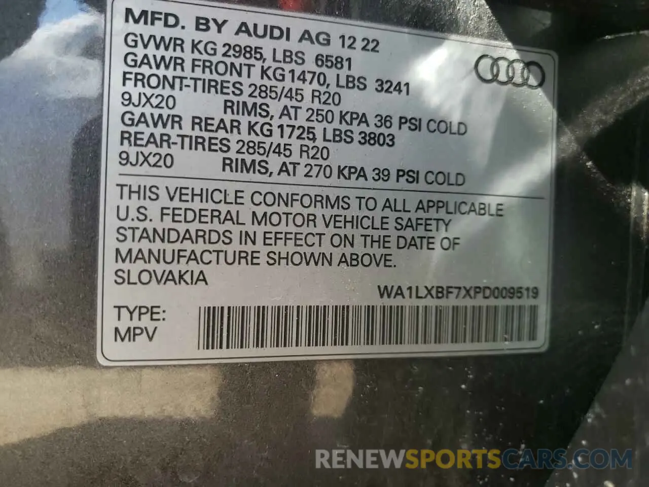 13 Фотография поврежденного автомобиля WA1LXBF7XPD009519 AUDI Q7 2023
