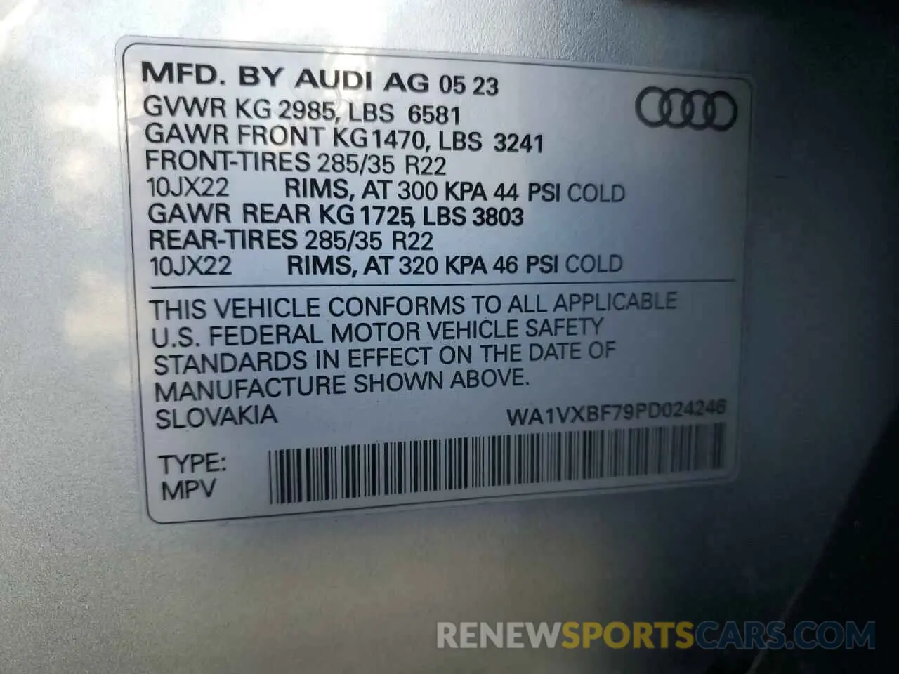 13 Photograph of a damaged car WA1VXBF79PD024246 AUDI Q7 2023