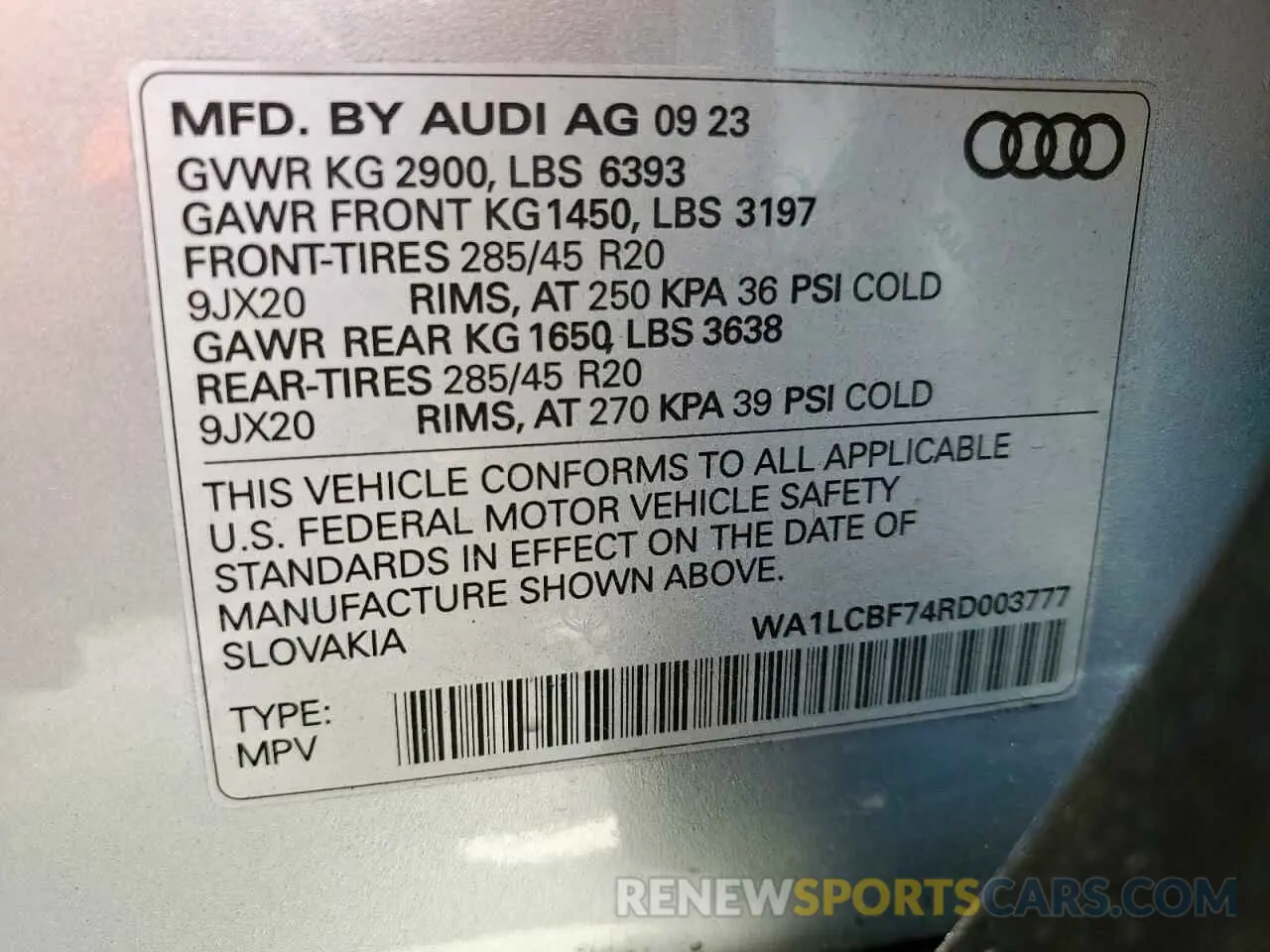 14 Photograph of a damaged car WA1LCBF74RD003777 AUDI Q7 2024