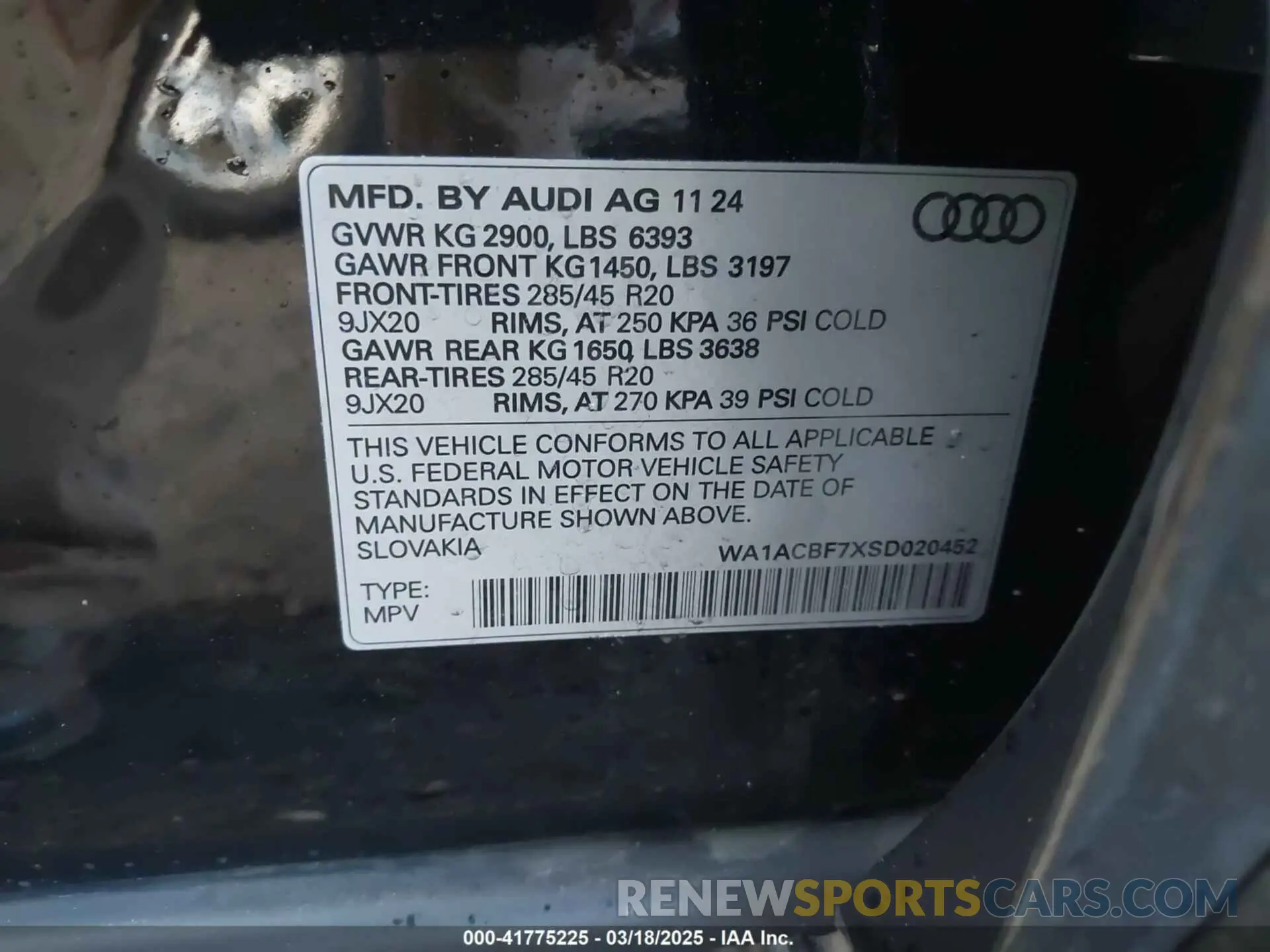 9 Фотография поврежденного автомобиля WA1ACBF7XSD020452 AUDI Q7 2025