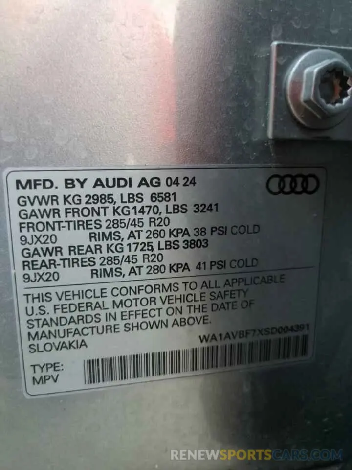 14 Фотография поврежденного автомобиля WA1AVBF7XSD004391 AUDI Q7 2025