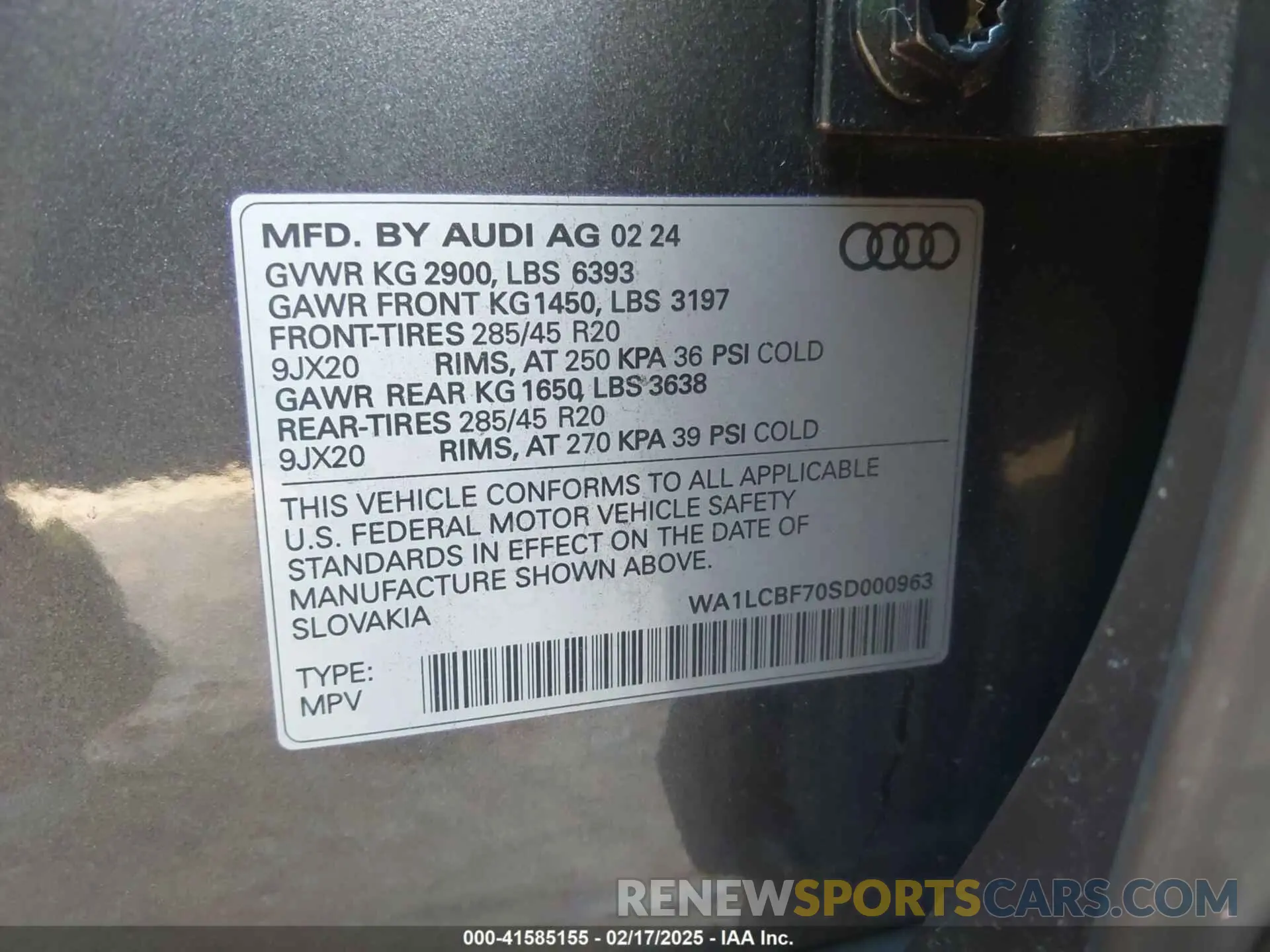 9 Фотография поврежденного автомобиля WA1LCBF70SD000963 AUDI Q7 2025