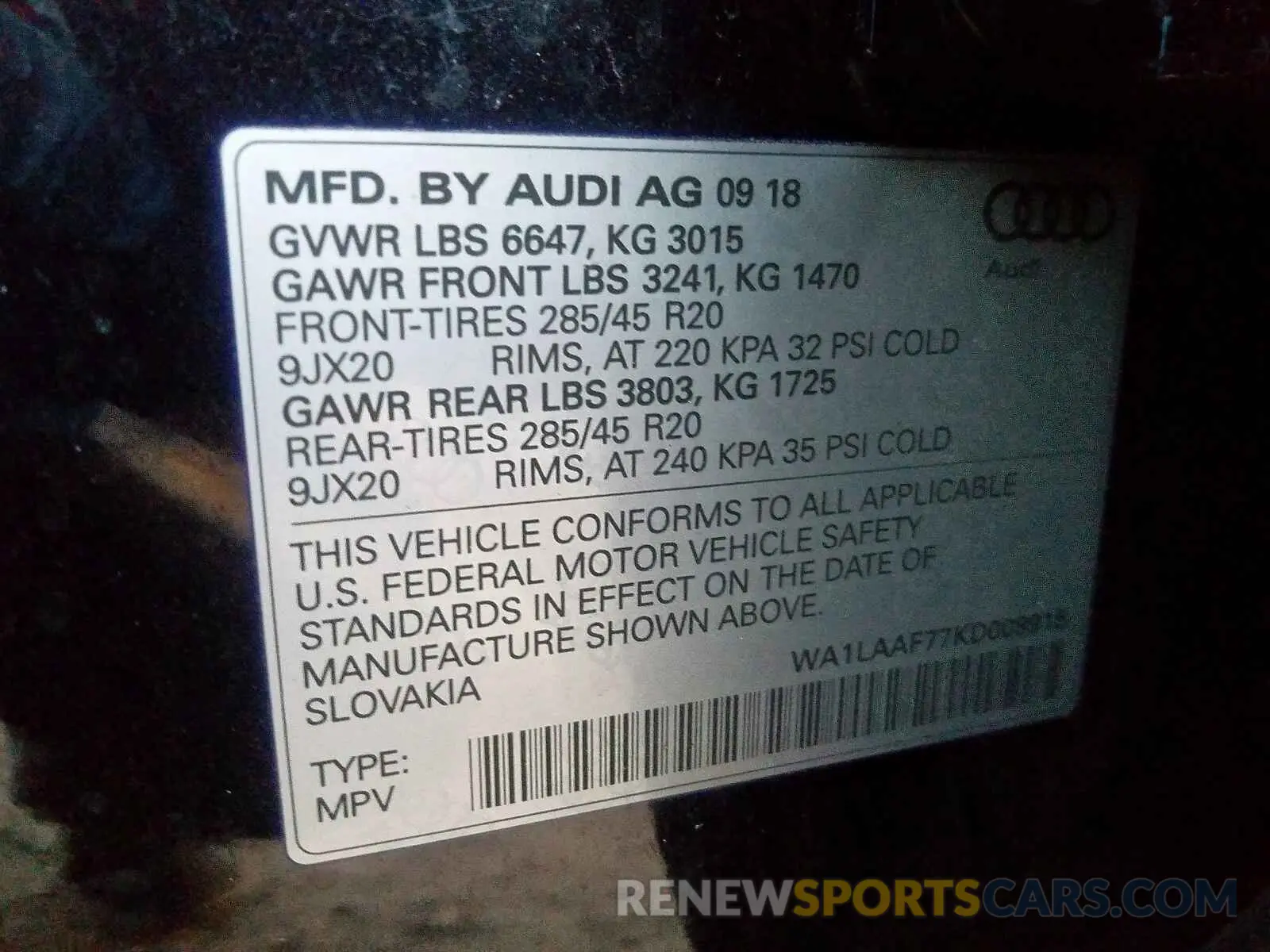 10 Photograph of a damaged car WA1LAAF77KD008915 AUDI Q7 PREMIUM 2019