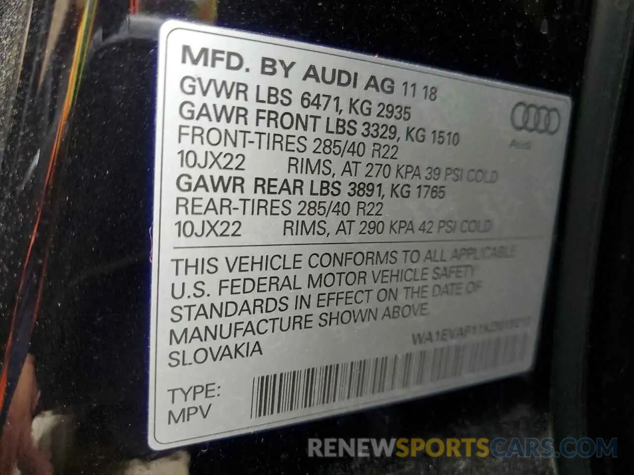 14 Photograph of a damaged car WA1EVAF11KD019210 AUDI Q8 2019
