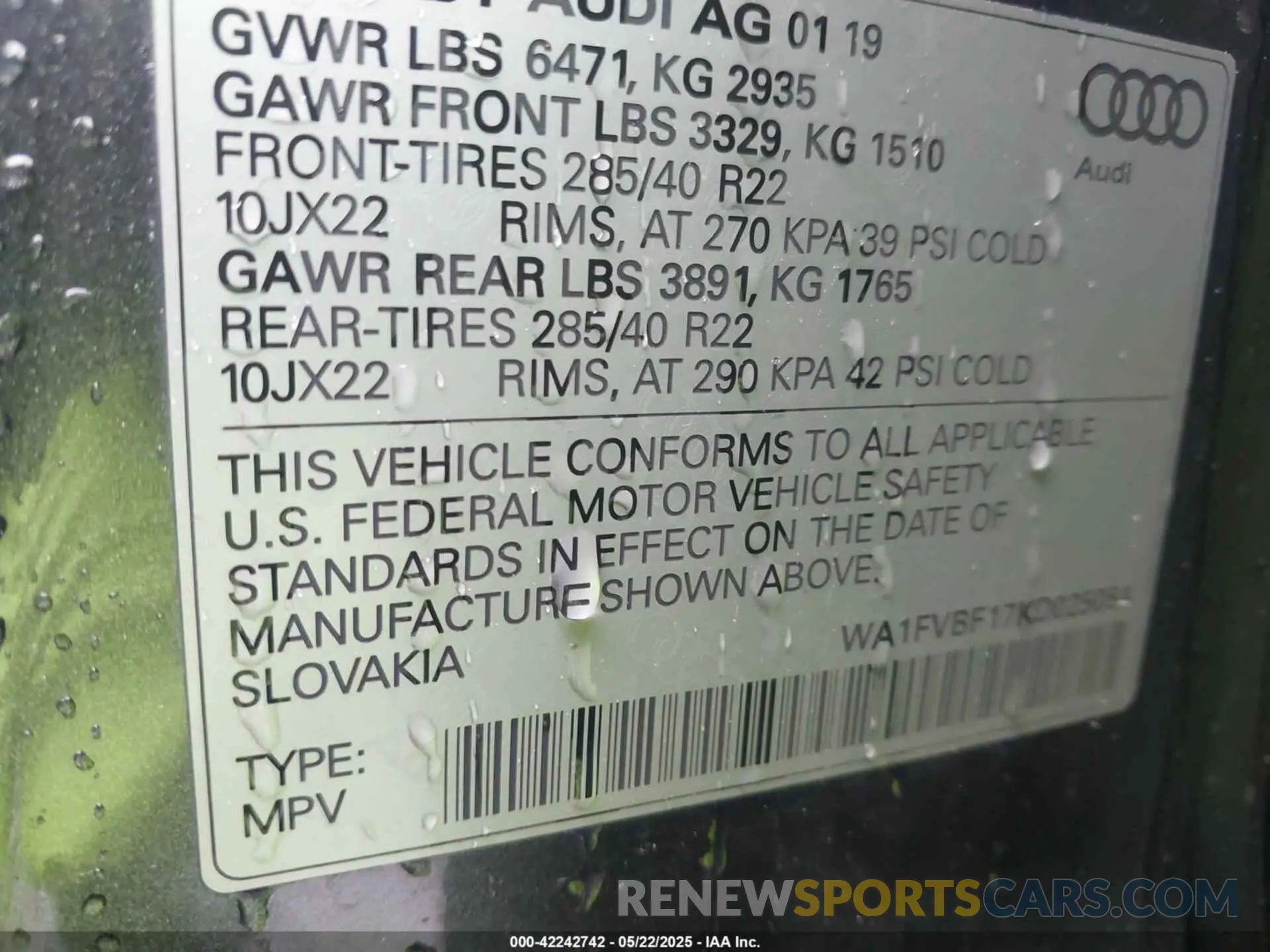 9 Фотография поврежденного автомобиля WA1FVBF17KD025054 AUDI Q8 2019