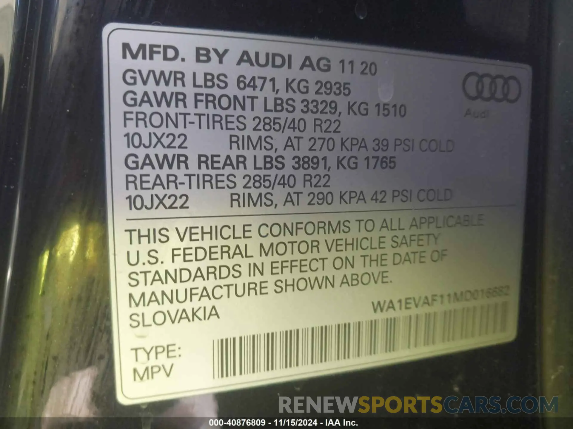 9 Фотография поврежденного автомобиля WA1EVAF11MD016682 AUDI Q8 2021