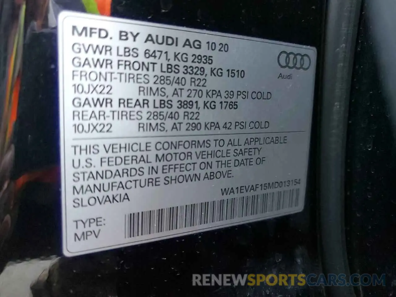 13 Фотография поврежденного автомобиля WA1EVAF15MD013154 AUDI Q8 2021