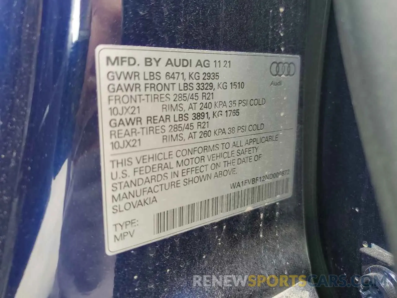 15 Фотография поврежденного автомобиля WA1FVBF12ND009672 AUDI Q8 2022