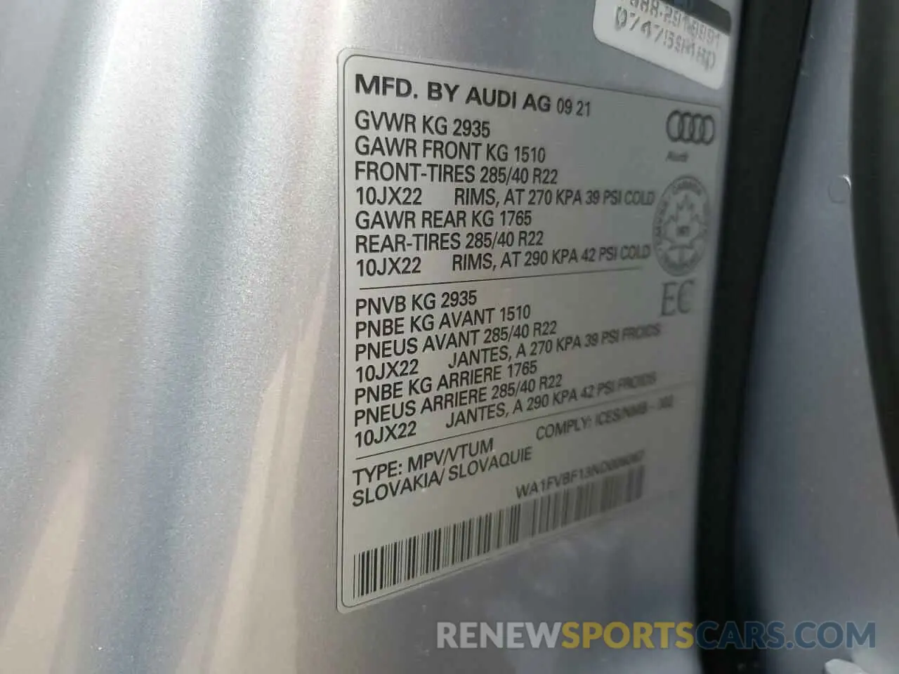 14 Фотография поврежденного автомобиля WA1FVBF13ND006067 AUDI Q8 2022