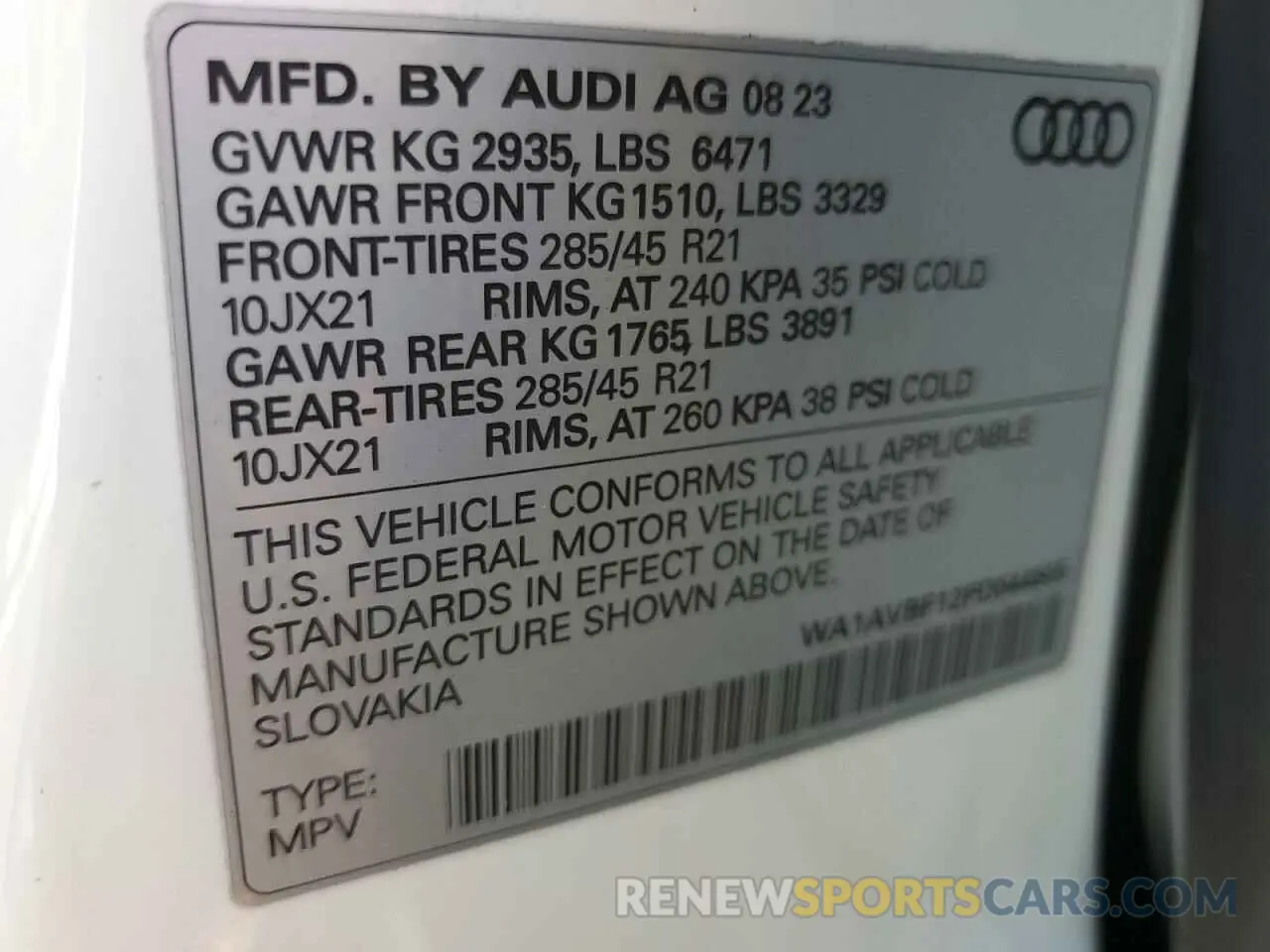 13 Photograph of a damaged car WA1AVBF12PD044905 AUDI Q8 2023