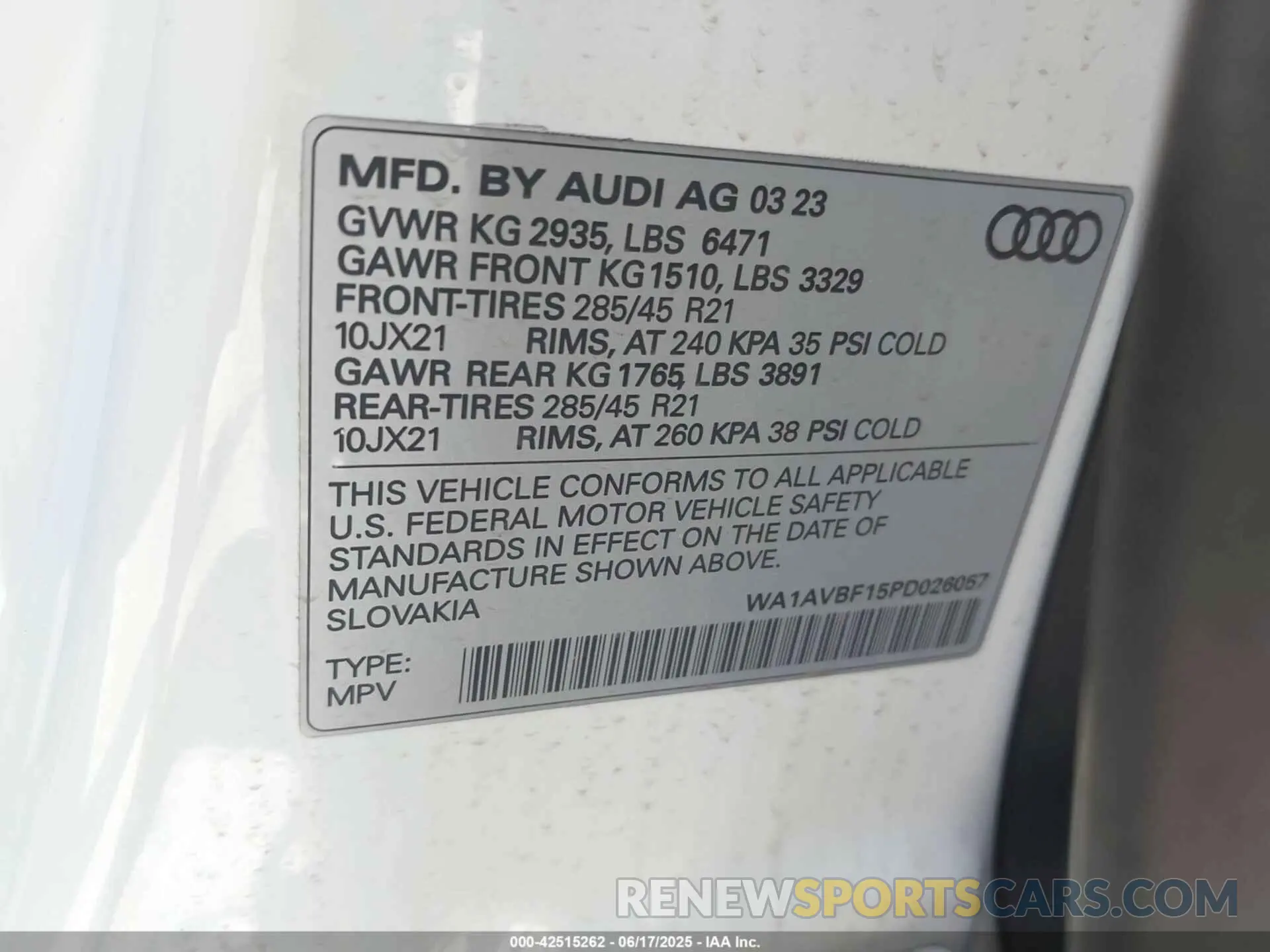 9 Фотография поврежденного автомобиля WA1AVBF15PD026057 AUDI Q8 2023