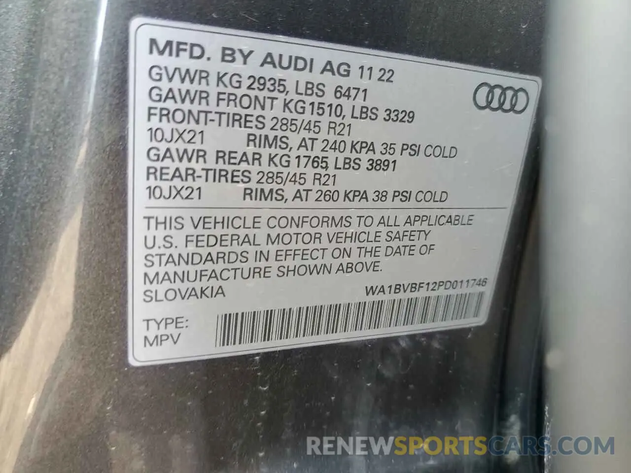 13 Photograph of a damaged car WA1BVBF12PD011746 AUDI Q8 2023