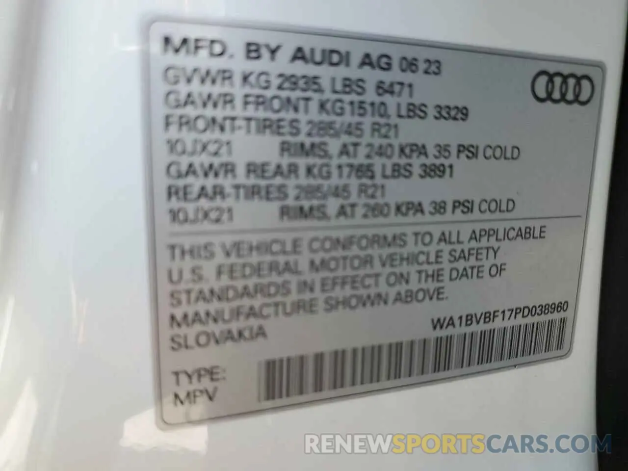 14 Photograph of a damaged car WA1BVBF17PD038960 AUDI Q8 2023