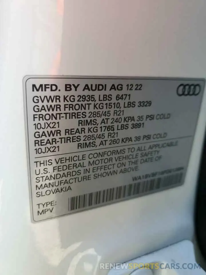 14 Фотография поврежденного автомобиля WA1BVBF18PD013694 AUDI Q8 2023
