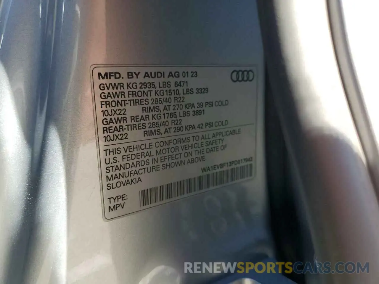 13 Photograph of a damaged car WA1EVBF13PD017942 AUDI Q8 2023