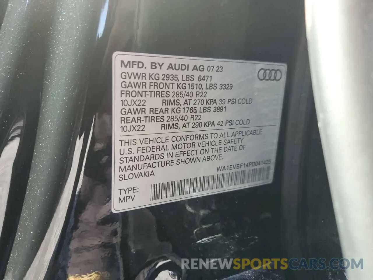14 Photograph of a damaged car WA1EVBF14PD041425 AUDI Q8 2023